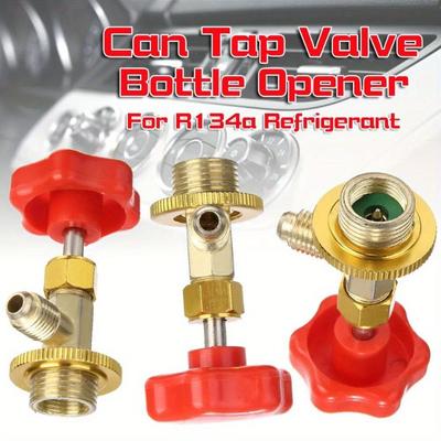 For Car Air Conditioning Refrigerant Open 1PC SAE Auto AC Can Tap Valve Bottle Opener R134a M14 / 1/4" Leak-proof Switch