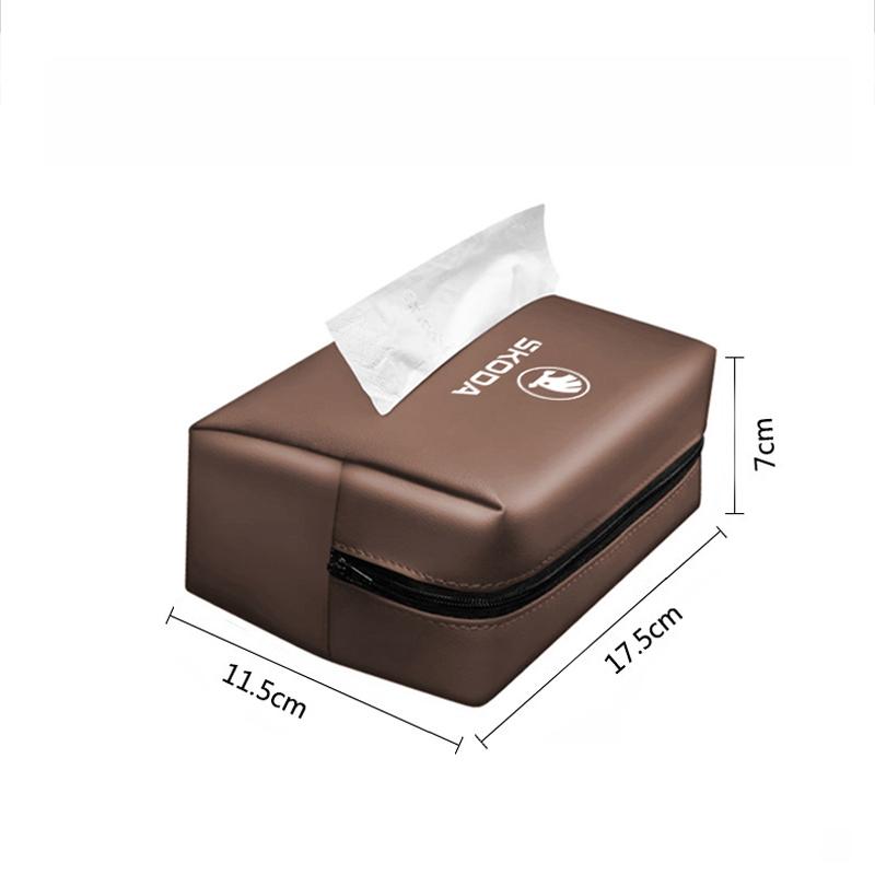 KSDQ3 Car Tissue Box Sun Visor Seat Back Paper Towel Storage Bag For Skoda Octavia Kodiaq Superb Fabia Kamiq Rapid Karoq Enyaq Scala
