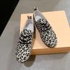 Cross mirror leopard print lace-up flat bottom women's autumn and winter new large size velvet casual shoes women
