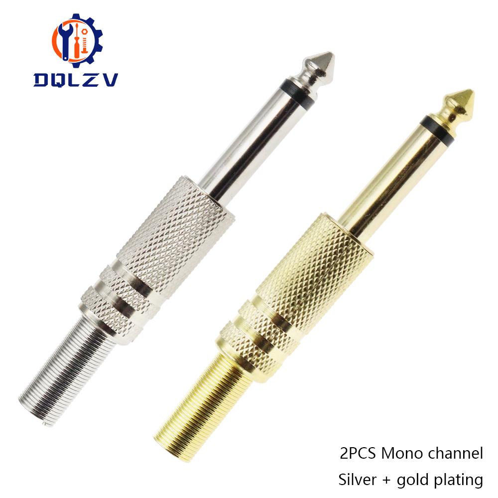 Gilding 6.35MM Jack Plug Male Mono Audio Connector Adapter 1/4Inch Male Soldering Audio Stereo Connectors
