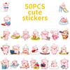 50PCS Cartoon Pink Pig PVC Sticker Aesthetic Colored DIY Sticky Decoration Scrapbooking Hand Accounting Supplies