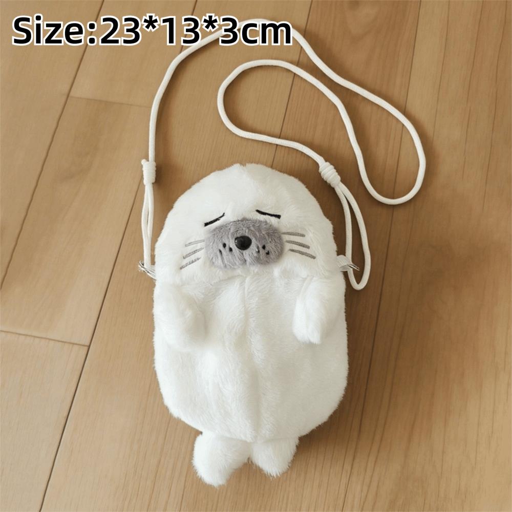 Casual Adjustable Straps Seal Shoulder Pouch Cute Thickened Seal Handbag Lightweight Soft Crossbody Bag Gifts