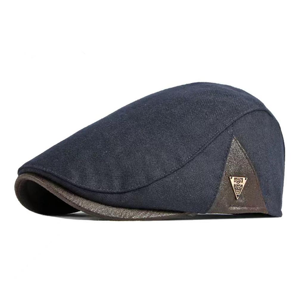 1Piece Men Side Triangle Pattern Beret Duckbill Cap Outdoor Adjustable Leisure Hat Spring Autumn Hunting Travel Tourism