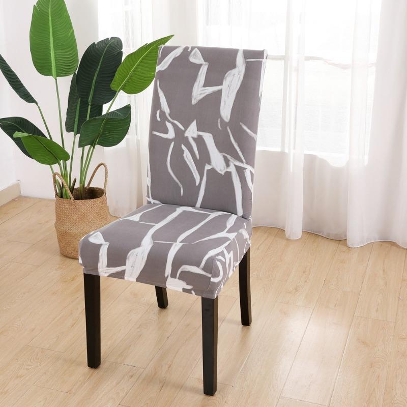 Printed Chair Cover Elastic Kitchen Seat Cover Stretch Chair Covers for Dining Room Wedding Hotel Banquet Washable