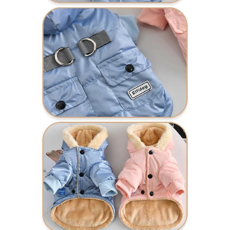 Windproof French Bulldog Winter Jacket Dog Cat Warm Pet XS 4XL Hoodie Harness Coat And Jacket For Small Medium Puppy Animal Pugs