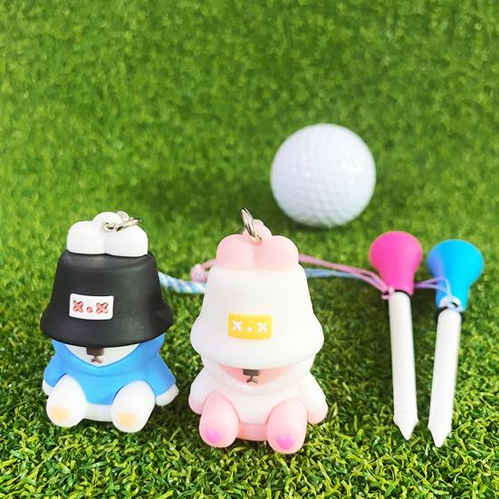 Anti Lost Golf Tee Hanger with Tee Colorful Cartoon Plastic Tee Hoop Ring with Strap Golf Accessories for Men Women Golfer Gifts