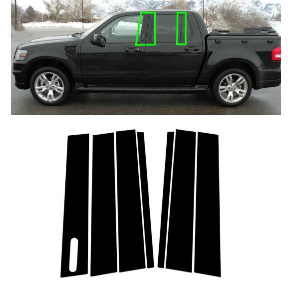 7PCS Polished Pillar Posts For Ford Explorer Sport Trac 2007 2008 2009 2010 Door Window Trim Cover Stickers Exterior Parts