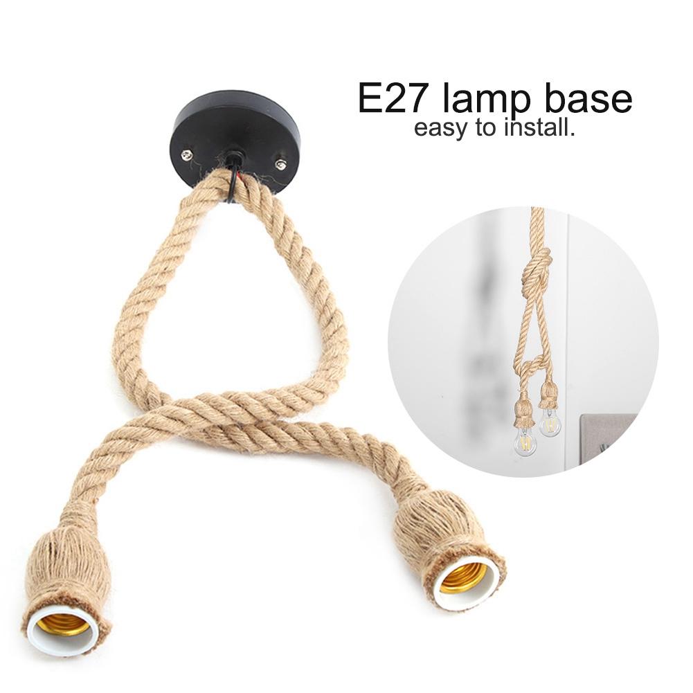 

E27 Цоколь лампы 1 м Шнур из пеньковой веревки Электрический провод DIY Подвеска Декоративный держатель лампы (2 держателя)