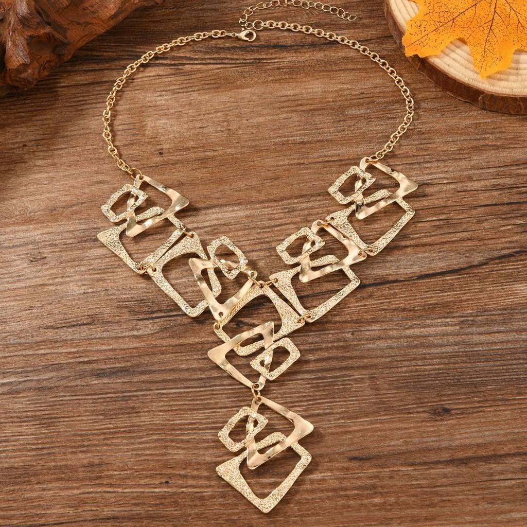 Exaggerated Fashion Accessory Geometric Triangle Rectangular Necklace Hollow