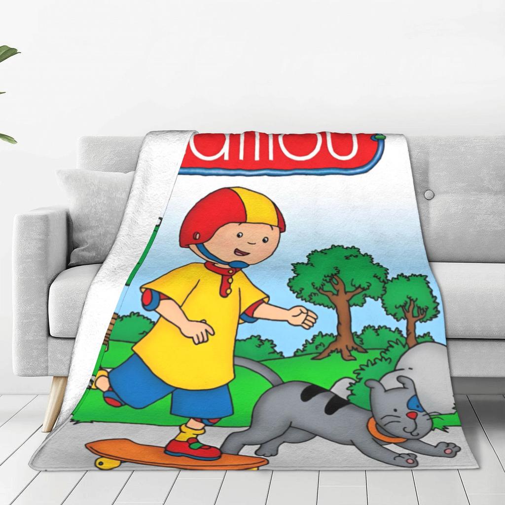 Caillou Animation Cartoon Knitted Blankets Coral Fleece Plush Anime Skateboard Lightweight Thin Throw Blanket Outdoor Bed Rug
