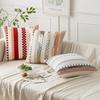 Boho Throw Pillow Cover 18x18 Decor Cushion Cases Multicolor Striped Chenille Pillow Cover Accent Pillowcase for Sofa Couch Bed