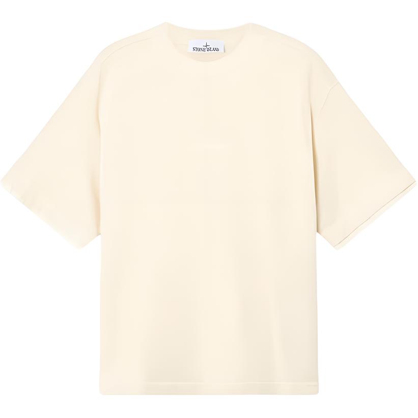 Stone Island Embroidered Pattern Crew Neck Short Sleeve T-Shirt Men Tops Ivory K1S156100025S0121-V0093 3XL