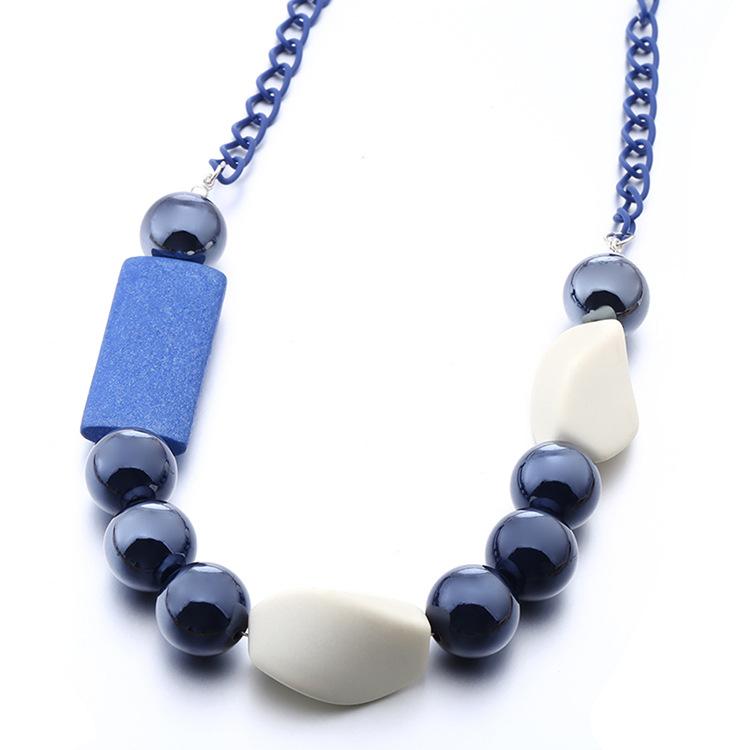 JMXD-Geometric Wood Necklace Women's Acrylic Bead Necklace New Accessories Exaggerated Jewelry