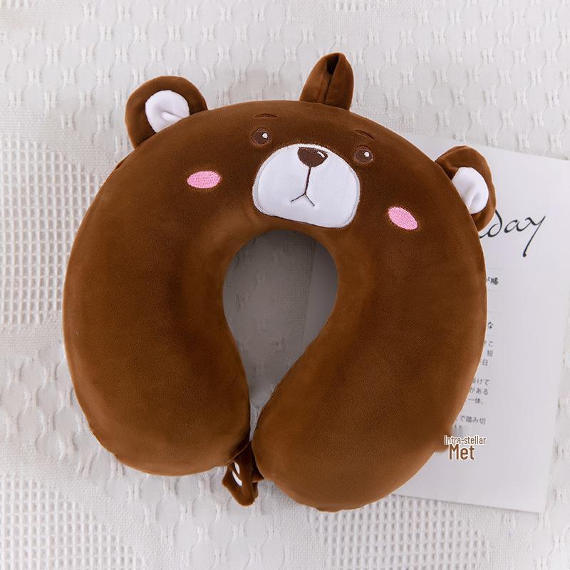 Cartoon Memory Foam U-Shaped Neck Pillow for Travel and Office