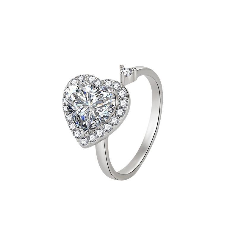 Hot-Selling Heart-Shaped Ring Rotating Real Gold Electroplating Craftsmanship Design Sense Ins Style Female Exquisite Jewelry
