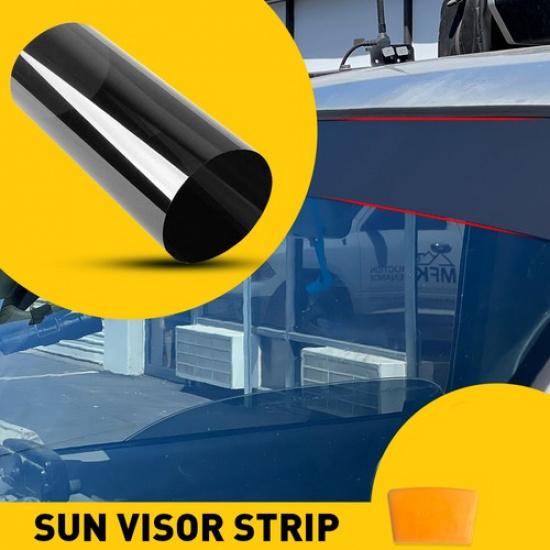 Car Front Visor Sun Strip Film Tint Windshield UV Shade Banner Black Accessories