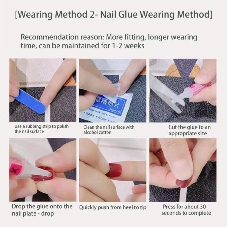 Artificial Nails Gothic Short Press Nails Round  False Nails Decoration Pack