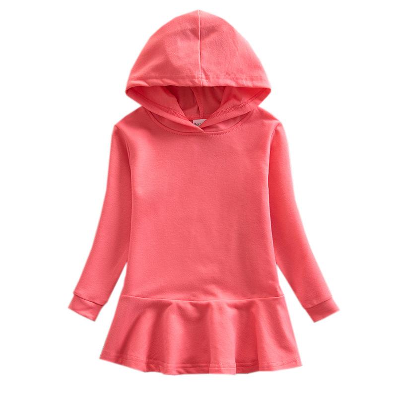 Spring Autumn Lotus Leaf Edge Cartoon Rainbow Girls' Dress Cotton Children's Long Sleeve Hoodie Hundred Fold Princess Dress