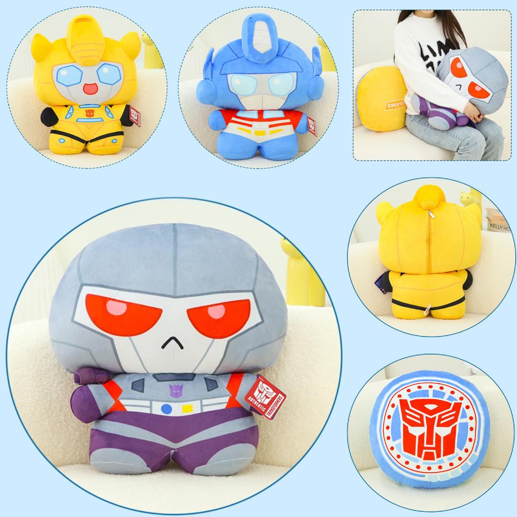Transformers Plush Toy Flip Transform Throw Pillow Bumblebee Megatron Decor Gift