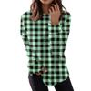 Women's Fashion Casual Long Sleeve Plaid Round Neck Top