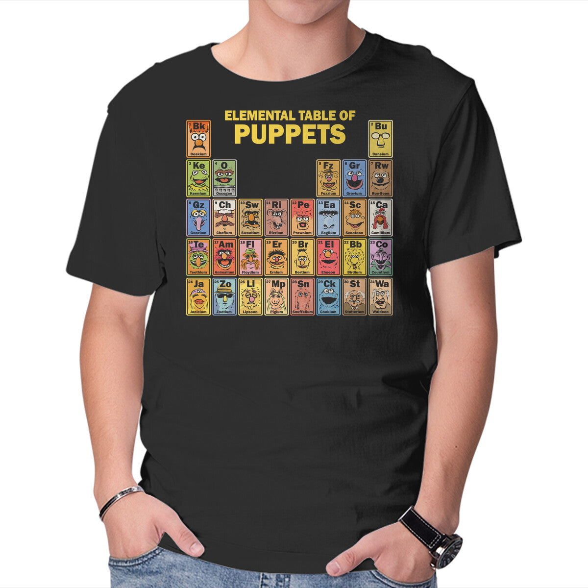 Unisex Crew Neck T-Shirt Elemental Table Of Puppets Graphic Short Sleeve Casual Tee XXL