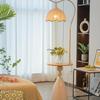 Cream Storage Shelf Floor Lamp with Ambient Light for Living Room or Bedroom