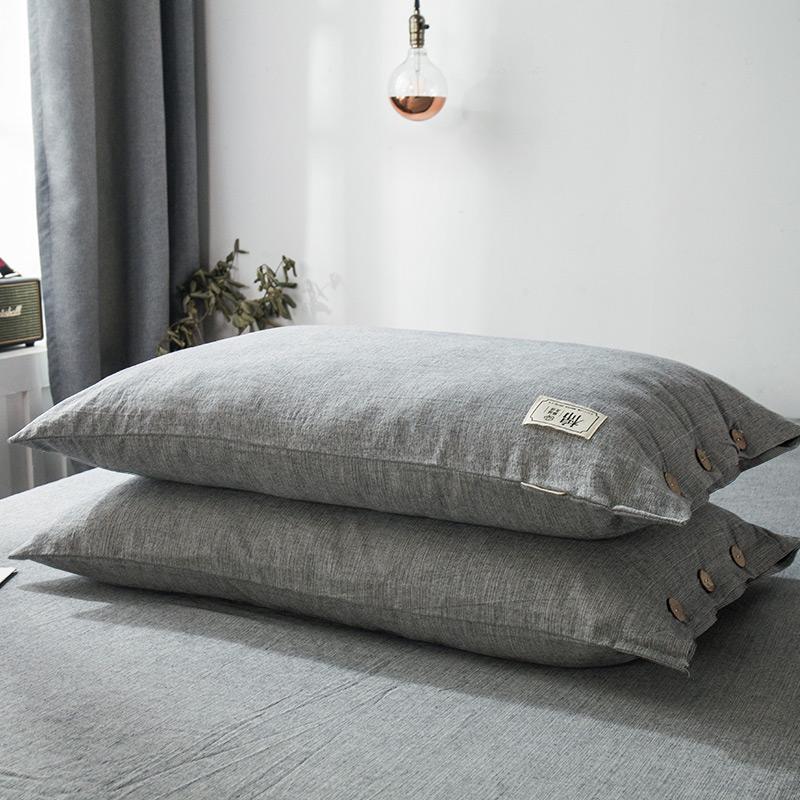 Zestaw 2 poszewek na poduszkę pojedynczą z czystej bawełny i lnu z wewnętrznym wkładem w całości bawełnianym, 48cm x 74cm