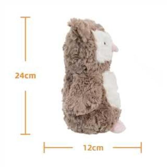 Aprikosenfarbenes Lamm-Eulen-Plüschtier, weich und niedlich, flauschige Eule für Jungen und Mädchen, 24 cm