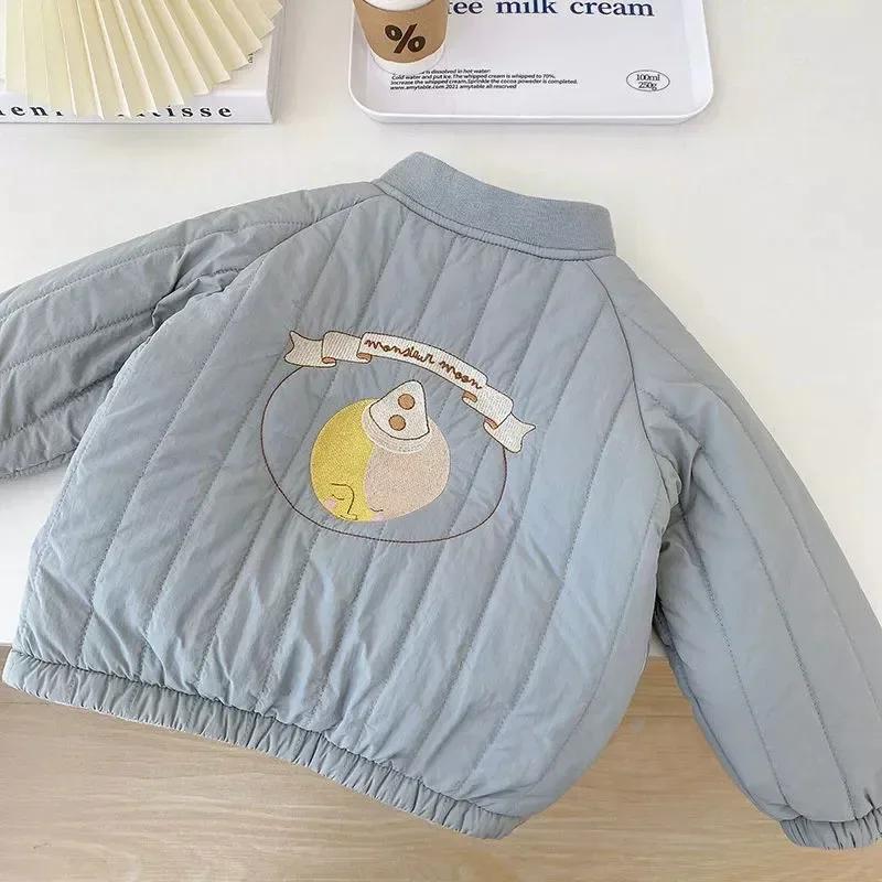 Spring Autumn Kids Coats Fashion Embroidery Fleece Lined Jacket Children Outerwear Clothing