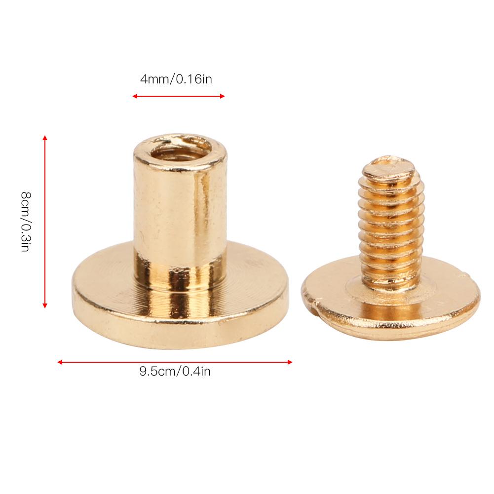 50 Set 8mm Pure Copper Flat Head Rivets Leather Strap Screws Kit for Notebook BindingGun color