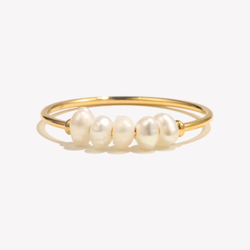 Gold Plated Stainless Steel Freshwater Pearls Rings For Women accesorios para mujer bagues acier inoxydables femmes
