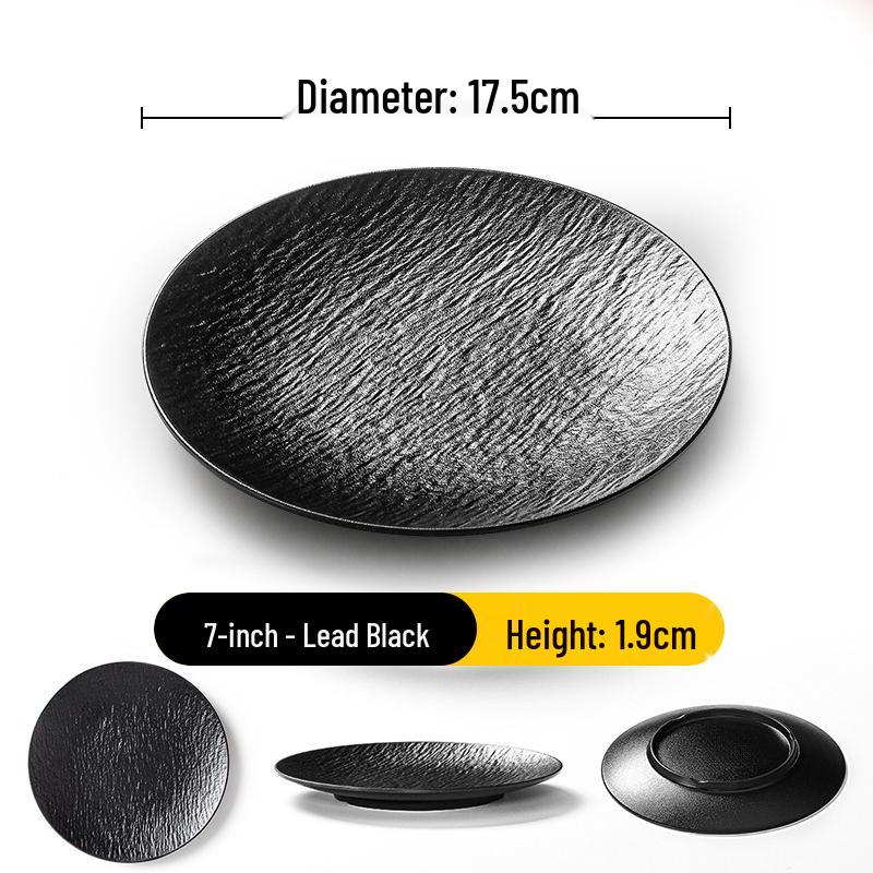 White Melamine Round Catering Plate - High-End Luxury Rock Texture Dish