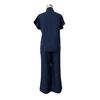 Yousheng Women Cotton Linen 2 Piece Sets Short Sleeve Button Up V Neck And Long Pants Summer Lounge Outfits with Pockets