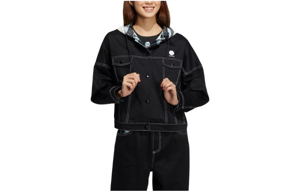 adidas Solid Color Loose Casual Hooded Long Sleeve Jacket IA6898 S