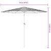 Brown Sun Umbrella with Steel Pole 223 X 223 X 213 Cm