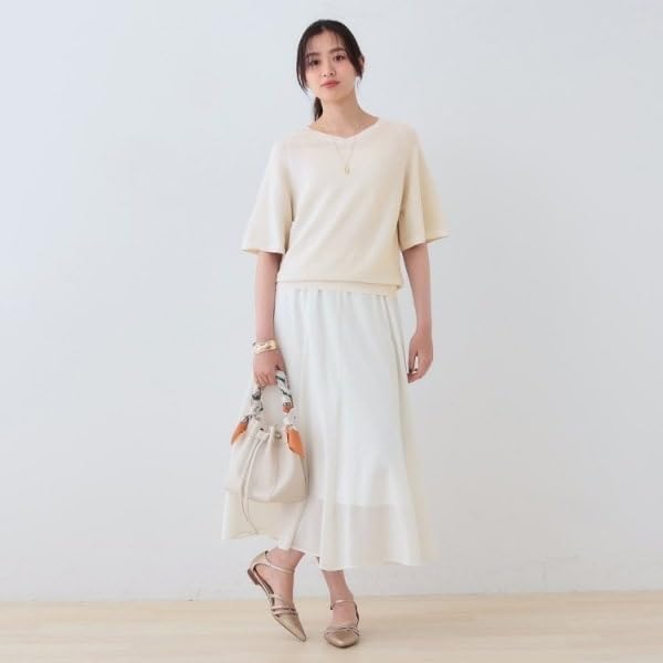 INDIVI New Colors Flare Sleeve Knit 12712452 Size 38 Knitwear/Sweater Available! [Elegant Lamé Material] Women's Off-White (003) (M)