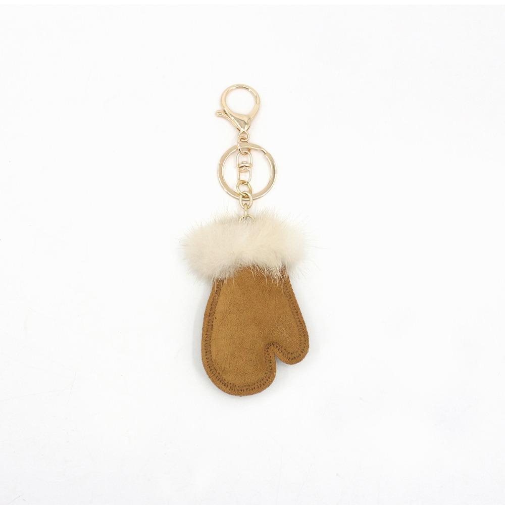 

Mink Fur Pu Leather Pendant Snow Bag Pendant Fashion Mini Gloves Keychain Key Accessories хакі