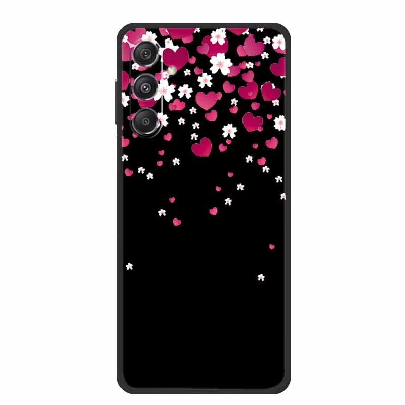 For Samsung Galaxy M36 A17 5G Case Flower Black Silicone Soft Back Cover For Samsung Galaxy S25 FE Plus Phone Case Coque Cartoon