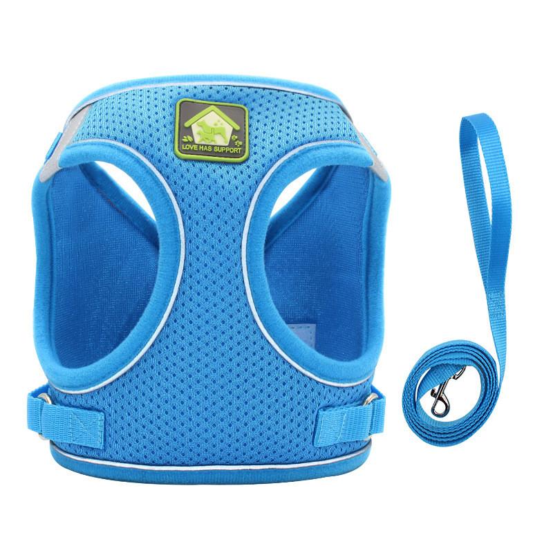 Reflective Pet Harness With Breathable Polyester Material And Adjustable Size For Walking And Training