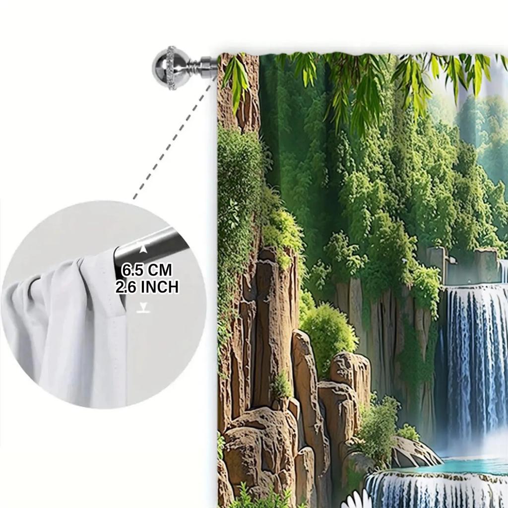 2pcs Landscape Paintings and Decorative Curtains - Artistic Home Decoration Curtains, All Season Decorative Curtains