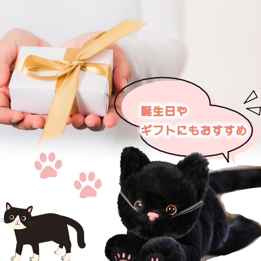 Hyack Plush Cat Body Pillow Toy, Fluffy, Realistic, Cute Gift, Black Cat (Black) [Used]