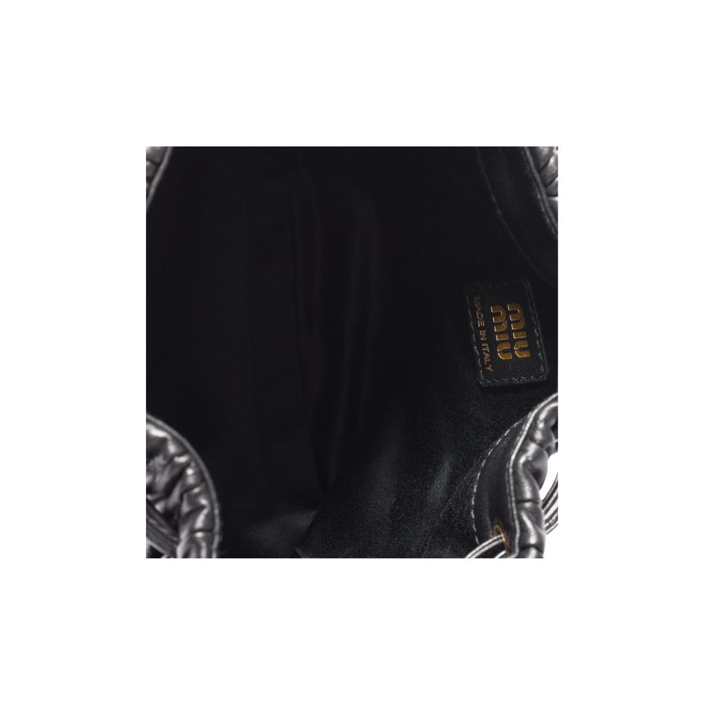 Miu Miu Matelassé Logo Lambskin Clutch Women clutch Black 5ND022_AFPP_F0002