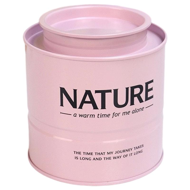 

Складаний Круглий Бляшаний Контейнер для Зберігання Чаю Герметичний Повітронепроникний Бляшаний Каністр для Кавових Зерен Організація Кухні Дому Офісу рожевий