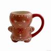 Tazza Riutilizzabile con Manico Rosso, 1 Pezzo, Materiale Ceramico, Forma di Omino di Pan di Zenzero, Taglie da Uomo e Donna, Cotta ad Alta Temperatura, Processo di Smaltatura a Colore, Forno