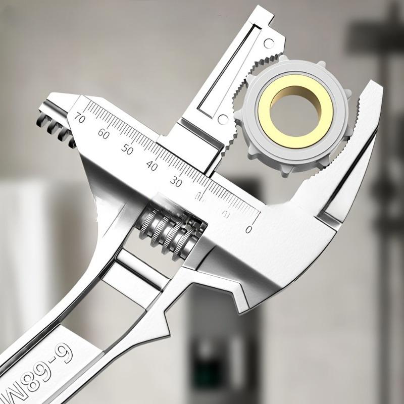 1Pc Large Opening Spanner Multifunctional Adjustable Wrench for Kitchen Bathroom Manual Operation Ergonomic Design