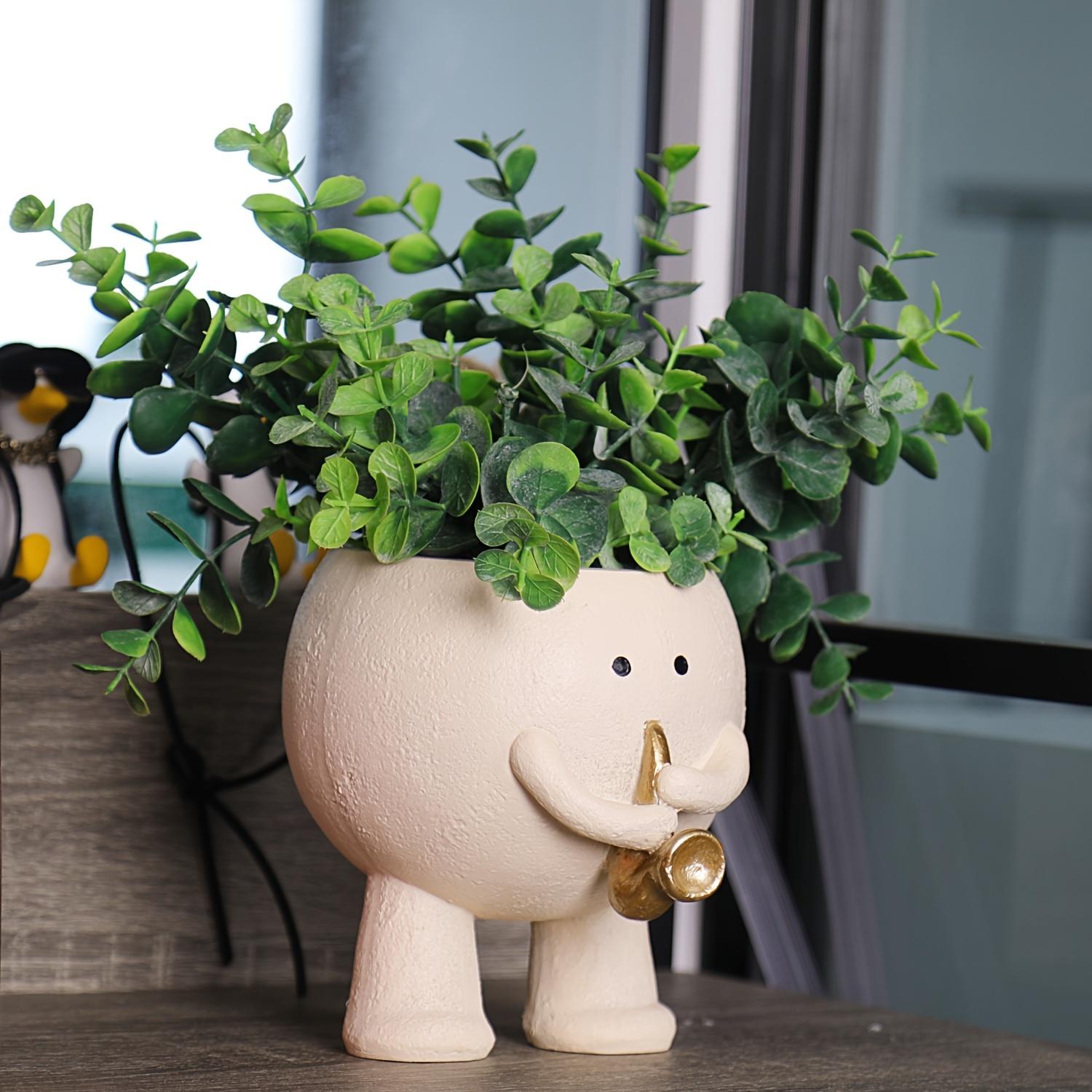 

1 шт. креативный музыкальный дизайн-кашпо из смолы, круглый декоративный цветочный горшок для домашнего декора, варианты для пианиста и саксофониста