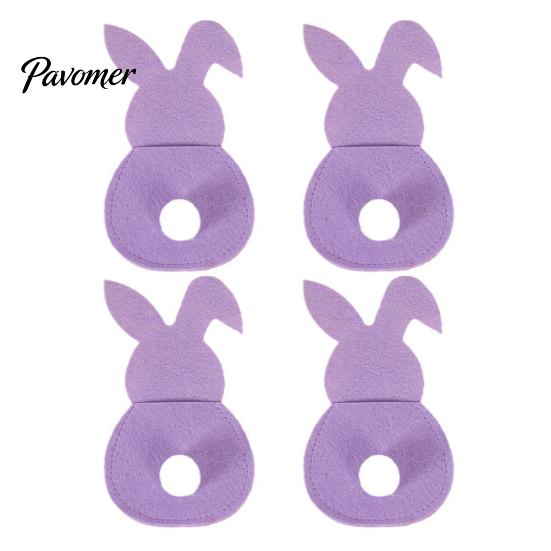 Easter Dinner Table Decor 4 Pcs Bunny Cutlery Holders, Felt Tableware Pouch Bags, Cute Rabbit Utensil Decorative Fork Spoon Sleeve, Spring Knife