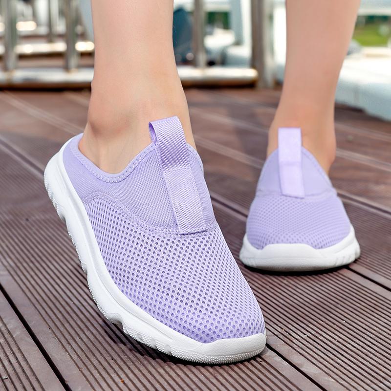 36-46 Unisex Slippers Men's Half Slippers Mesh Meter-breathable Men's Black Mueller Shoes