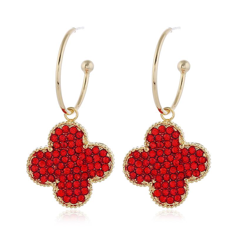 Simple and Stylish 925 Silver Needle Stud Earrings Femininity Elegant Red Crystal Earrings Earrings Long Fringed Ear Jewelry