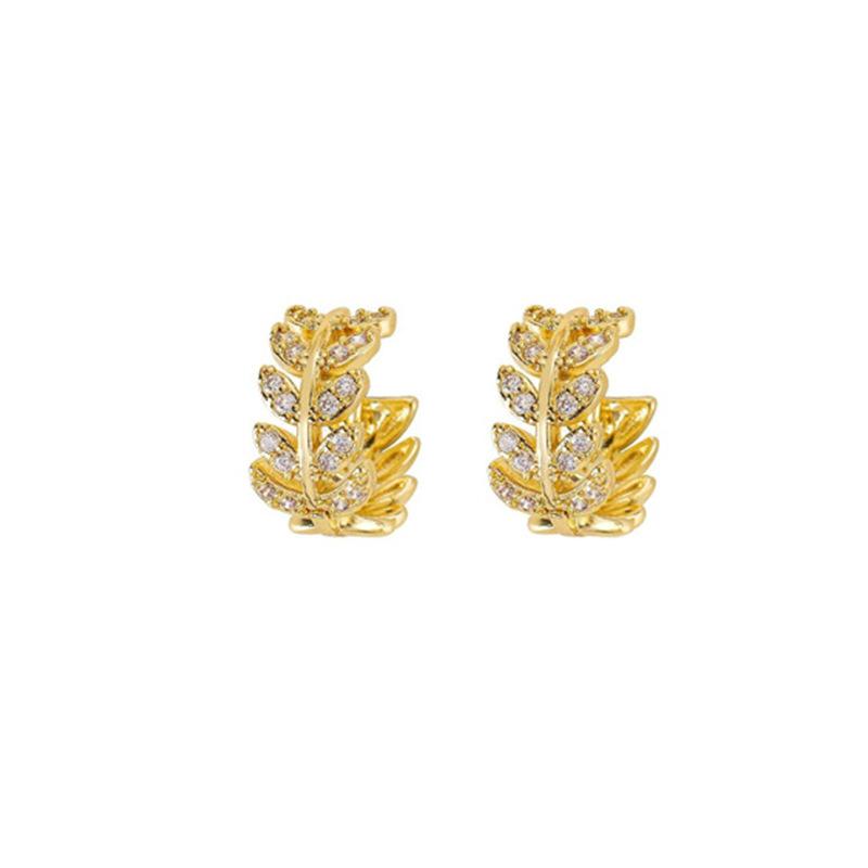 Japanese and Korean niche design leaf wheat ear buckle personalized fashion high-end earrings
